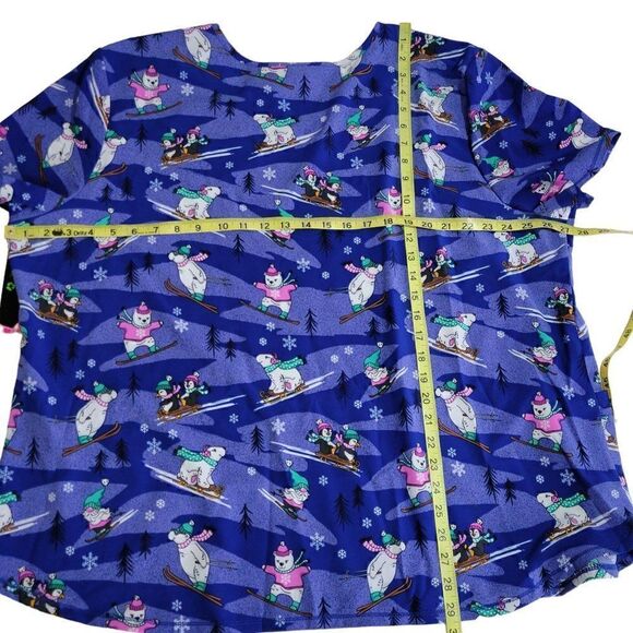 Scrubstar Scrub Top Womens 3X 3XL Blue Stretch Medical Nurse Vet CNA Dental NEW - Picture 12 of 12